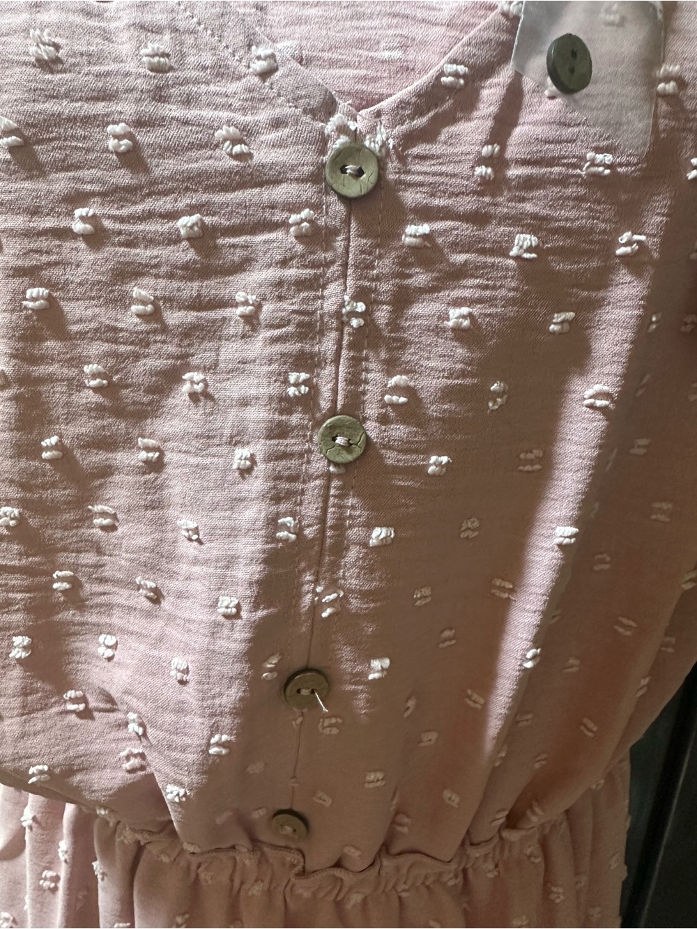 LUCKY BRAND Boho Swiss dot Blush Pink Dress NWT Size Lg Sundress - Picture 3 of 8